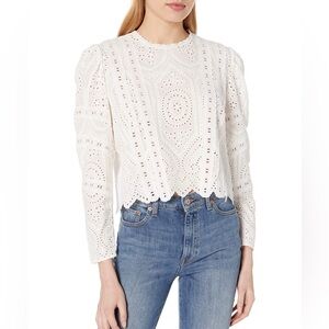 The Kooples Women's White Long-Sleeve Casual Top Blouse Shirt Size 3